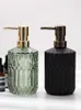Dispenser di sapone liquido Pompa da bagno Shampoo in vetro Bottiglia di lozione da bagno Lavabo Testa d'oro Ragazza presente Verde Grigio Nero 390ML