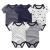 Baby Rompers 5-pack infantil Jumpsuit Boygirls kläder Sommar Hög kvalitet Randig born ropa bebe Kläder Kostym 210824