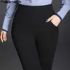 Streetwear automne hiver femmes pantalons femme taille haute maigre crayon capris pour femmes pantalon femme grande taille 210608