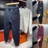 Модные спортивные леггинсы Monclair, мужские осенние и зимние плюшевые утолщенные повседневные брюки, молодежные приталенные модные штаны