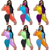 Kobiety Summer 2-częściowy zestaw odzieży sportowej Designer TrackSaits Modna kontrast Kolor Kolor Sching Krótkie rękawki Spodnie Casual Jogging garnitur z maską