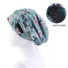 Moda Impresso Duplo Camada Night Dormir Cap Mulheres Cetim Fored Floral Elastic Elastic Perda de cabelo Bonnet Chemo Hat African Beanie