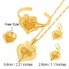 Anniyo Heart Dubai Conjuntos de joyas Collares etíopes Pendientes Anillo Brazalete Color dorado africano Boda árabe Novia Dote # 020506 H1022