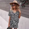 Fashion Leopard Print Home Casual Suit Summer Short Sexy Women Two piece V-Neck womens sweatsuit two sets pajamas 210508