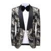 Senaste Coat Pant Designs Män kostym Shawl Lapel Slim 3 Piece Set Suit Floral Jacquard Bröllop Brudgum Sångare Prom Kostym XS-5XL X0909