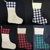 Sublimation Buffalo Plaid Bas De Noël 12 Styles Blanc De Noël Bonbons Chaussettes Sac Cadeau Santa Bas Arbre De Noël Oranment CYZ3279