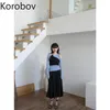 Korobov koreanska chic oregelbunden pleat design klänning kvinnor hög varit höft vit en linje vestido vår mode ropa 210430