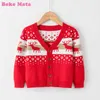 Baby Girl Cardigan 2022 Spring Christmas New Year Elk Print Toddler Boy Sweater Knit Little Girl Clothes Warm Children Clothing Y1024