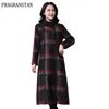 Casual Kleider 2021 Frauen Mode Dünnes Kleid Temperament Langarm Plaid Kaschmir Plus Größe Stehen Kragen Damen Wolle TGH188