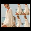 Casual Dresses Womens Clothing Apparel Drop Delivery 2021 Summer Women Vintage Hippie Boho Bell Sleeves Gypsy Festival Holiday Sexy Lace Mini