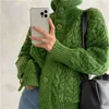 Green Gentle Sweet Warm Women Streetwear Loose Stylish Korean Cardigans Chic Ankomst Alla Matchtröjor 210421