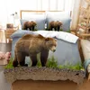 Set di biancheria da letto 3D traspirante e delicato sulla pelle Orso polare Orso bruno Copripiumino con motivo orsi neri con federa Set copripiumino universale Home Hotel