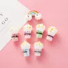 10st 3d Söt Popcorn Rainbow Resin Charms Snacks Pendants DIY Craft Fit For Bracelet Earring Keychain Smycken Hitta handgjorda