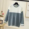Plus Size Women's Autumn Winter Wear Fat Sister Thick Knitted Bottoming Shirt Loose Belly Sweater Top UK595 210506