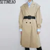 za women fashion with belt double breasted trench coat vintage long sleeve pockets female outerwear chic overcoat p1cj