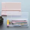 Simple Multifunction Transparent pencil case Frosted Plastic Pink Green White Blue Pencils Pens Storage Box Bag Holder School Office Stationery Supplies JY0634