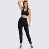 Damen-Trainingsanzüge, Fitnessstudio-Kleidung, Yoga-Hosen, Sport-BH, bauchfreies Tank-Top und Leggings mit hoher Taille, Trainingsanzug-Set