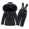 2021 Winter Kinder Ski Schneeanzug Warme Kleidung Set Daunenjacke Overalls Kleinkind Junge Baby Mädchen Kleidung Kinder dünne Oberbekleidung Mantel H0909