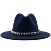 Breite Krempe Hüte Fedora für Frauen und Mannbankett Verschiedene Farbe Gentleman Atmosphärische Hut Wolle 100% der vier Jahreszeiten
