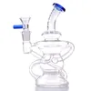 ロイヤル6.5 ''クラシックボンズダブルバレルRecyler Oil Rig Glass Bubbler Water Pipes Glass Bong Glass Soming Bong Hookah Bong 14.5ジョイントサイズ