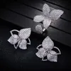 Set di anelli di orecchini di fiori di lusso Fashion Dubai Set di gioielli da sposa per le donne Wedding brincos para as mulheres H1022