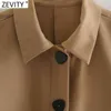 Jesień Kobiety Vintage Solid Breasted Koszula Płaszcz Kobieta Z Długim Rękawem Podwójna P Kieszonkowa Patch Casual Kurtka Chic Topy CT610 210420