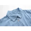 Mavi Denim Gömlek Ceket Kadın Bahar Vintage Cep Tek Göğüslü BF Boy Bluz Ceket Moda Basit Retro Chic Tops 210417