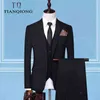 (Jacka + väst + byxor) Mäns kostym Casual High Quality Single Button Bröllop Man Solid Färg 3 Piece Suits Sets Blazers x0909