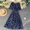 Sommerkleid Frauen Liebe Muster Druck V-Ausschnitt Kurzarm Schärpen Kleid Casual Böhmen Midi Kleider Weibliche Vestido 210521