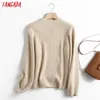 Tangada Kobiety Wysokiej Jakości Elegancki Woolen Dzianiny Sweter Jumper Zimowy Swetry Swetry Szykowe Topy 6D108 211123