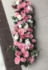 Ghirlande di fiori decorativi 100 cm Matrimonio Arco Fiore Fila Tavolo Centrotavola Seta artificiale Rose Wall con cornice in schiuma DIY Backdro220b