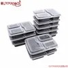 10 Pcs Plastique Boîte À Bento Réutilisable Stockage De Repas Préparation Des Aliments Boîte À Lunch 3 Compartiments Réutilisables Récipients Au Micro-Ondes Maison Boîte À Lunch 210818