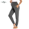 Vrouwen Zwangerschap Actieve Broek Trekkoord Yoga Jogger Training Zwangerschap Sportwear Sweatpants met zakken Zwangere kleding 210721