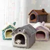 Foldable Deep Sleep Pet Cat House Indoor Winter Warm Cozy Cat Bed for Small Dog Cat Kitten Teddy Comfortable Kennel Pet Supplies 210713