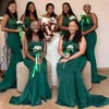 Дубай арабский плюс размер темно-зеленые русалки невесты платья для подружки невесты спагетти ремешки из бисера кружева хвоста