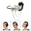 Hair Clips & Barrettes 1pc Delicate Black Feathers Headband Tassel Rhinestone