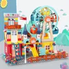 303-512pcs Marmor Race Run Byggnadsblock Amusement Park Slide Blocks DIY Vänner Hus tegelleksaker för barn Present X0503