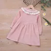 Humor Bear Girls Dress Autumn Winter Lace Collar Long Sleeve Solid Printed es Sweet Children Princess For 2-6Y 220112