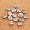 Alliage sculpté gravé rond plat perles en vrac 14.3x14.3mm entretoises en argent Antique résultats de bijoux L586 80 pcs/lot