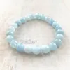 Brins de perles WMB35045 Aquamarine Stone Of Courage Protection Bracelet extensible Empilage Réduire le stress Guérison naturelle Mala Perles Inte22