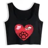 Crop Top Samica Paw, świnia i krowa Heart Design Graphic Street White Reefeltank Top Women X0507