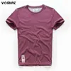 VOMINT New Mens Cotton Solid T-Shirt Mens Short Sleeve T-shirt Multi Pure Color Fancy Yarns T Shirt couleur vin marron blanc lblue H1218