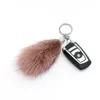 Nyckelringar Bil-Key-Ring Real Fox Fur Bag Häng Pendant Mini -Fashion Tillbehör