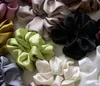 Moda Kobiety Dziewczyny Silky Satin Włosy Scrunchies Solid Solid Elastyczne Włosy Krawat Prosta Elegancka Gumka Ponytail Holder