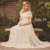 Moderskapsklänningar Ny rosa spets graviditetsklänning Premama Kläder för moderskapsfotografering för gravid fotografering