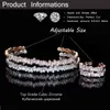 CWWZRIRCONS Mode Rose Goud Kleur Baguette Cubic Zirconia Manchet Bracelet Bangle en Ring Sets Beste Vriend Sieraden Gift T170