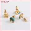 Ohrstecker BOROSA 5/10Pairs Druzy 7mm Quadratisches Kupfer Natürliche Türkis Ohrringe Blauer Stein Ohrstecker Mode Für Frauen G1648