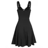 Gothic Womens Dress Summer Sleeveless Backless A-Line Sexy Punk Rock Lace Up Fit And Flare Long Tunic Top Female