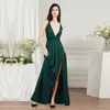 2022 Ny Ankomst Sexig Deep V Neck Party Dress Women Backless High Split Gowns Evening Dress Prom Kakel i Stock CPS3008