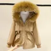 Parkas rembourrés en coton pour femme, grande taille 3XL, grande fourrure épaisse, veste ample et chaude, doublure en fourrure, vêtements d'extérieur à capuche, veste et manteau